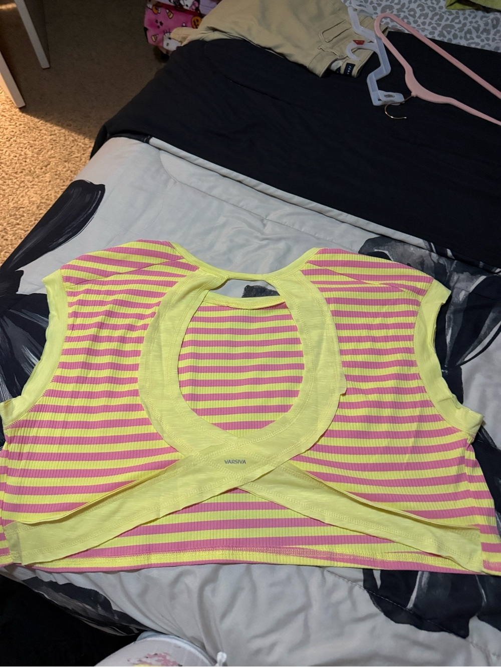 Yellow & Pink Striped open back top